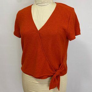 Vibrant Rust V-Neck wrap style soft textured blouse - NWT